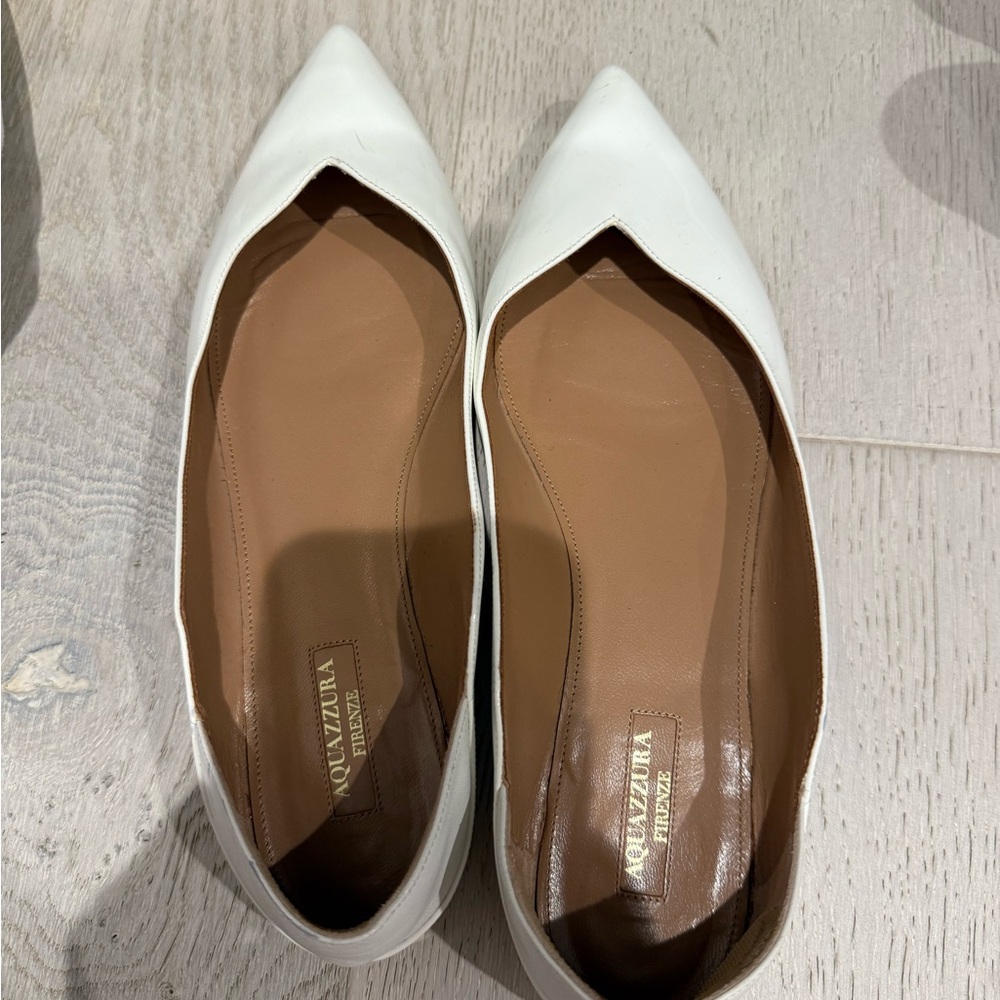 Aquazzura White Pointed Flats